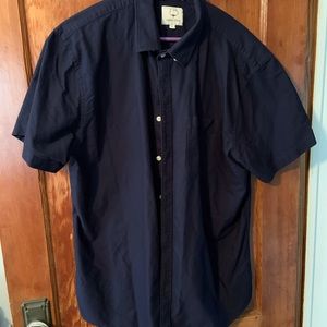 Mocotono men’s heavy-weight navy blue short-sleeved shirt, size large